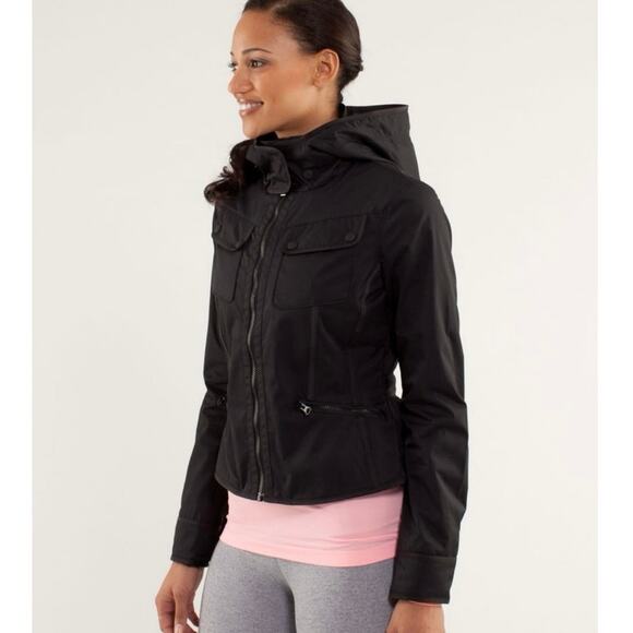 Lululemon Athletica Out and About Jacket Black Women’s Size 6 Hooded Zip Front - Picture 3 of 10